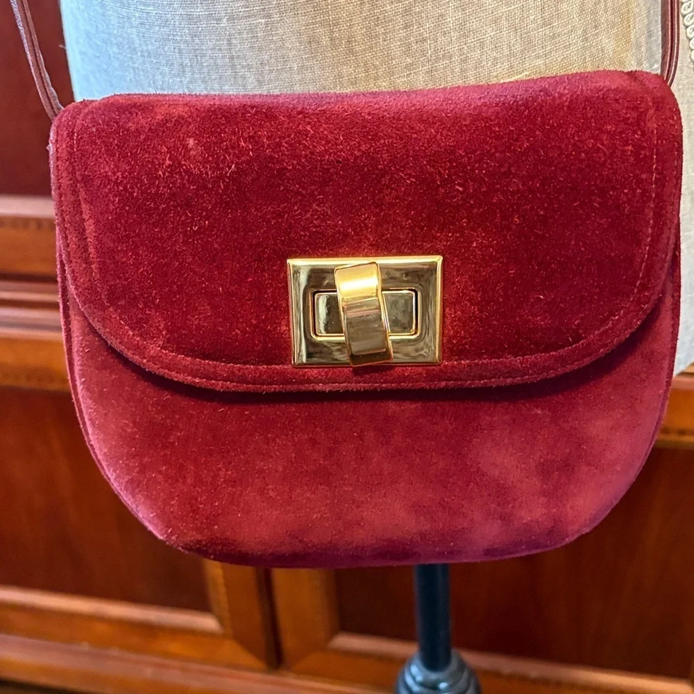 Elegant red wine, suede vintage Frenchy Crossbody Bag